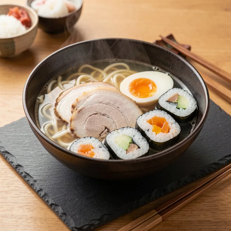 Recette ramen au poulet : bouillon, chashu et œuf mariné